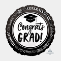 Congrats Grad! Black and White Round