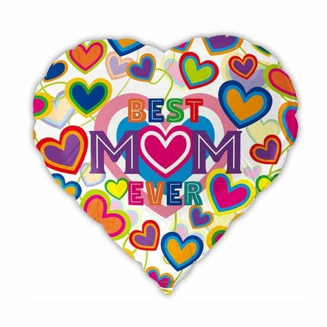 Best Mom Ever Heart Shape Balloon covered in Hearts!