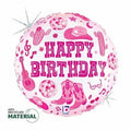 Pink Happy Birthday round Cow Girl!