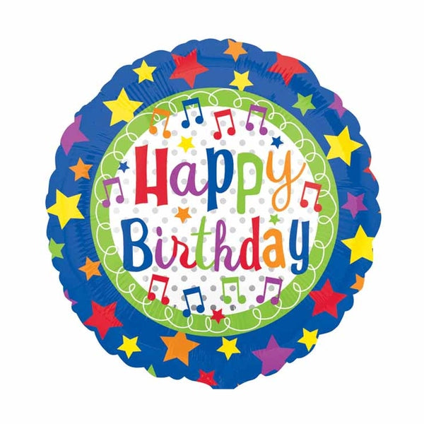 Happy Birthday With Music Notes and Stars