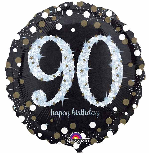 Happy Birthday Milestone 90 Black & Silver
