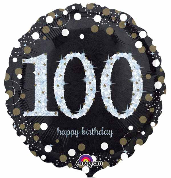 Happy Birthday Milestone 100 Black & Silver
