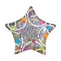 Happy Birthday 5 Point Prism Star Balloon