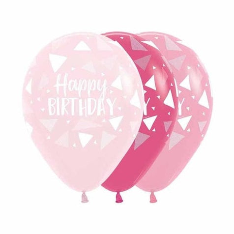 11" Latex Happy Birthday Pink with Triangles