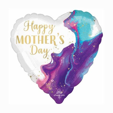 Happy Mother's Day Marble Heart with Gold Letters
