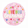 Love you Grandma! Pink with Flowers and Hearts!
