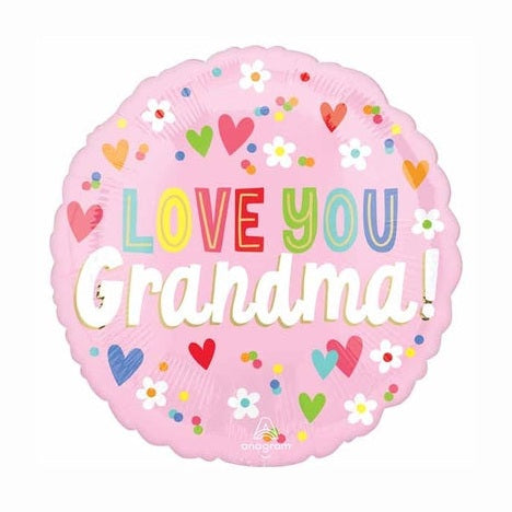 Love you Grandma! Pink with Flowers and Hearts!