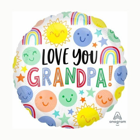 Love you Grandpa with Happy Faces and Rainbows