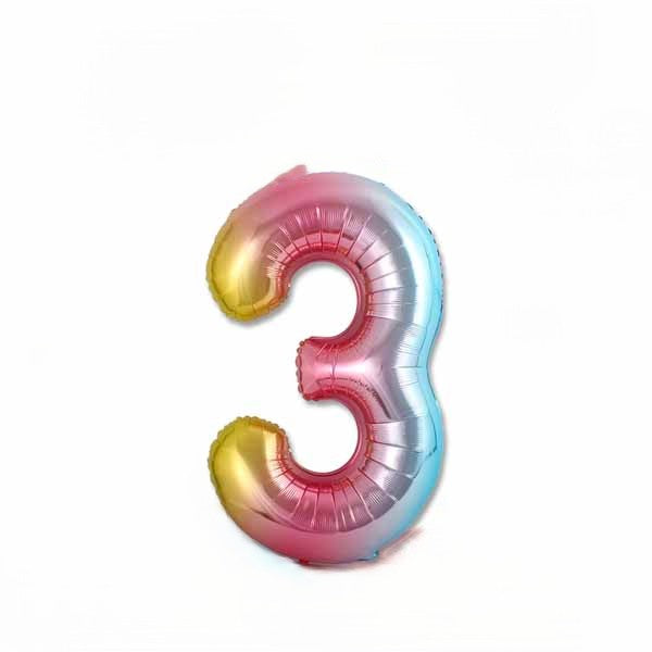 34" Multicoloured Number "3"