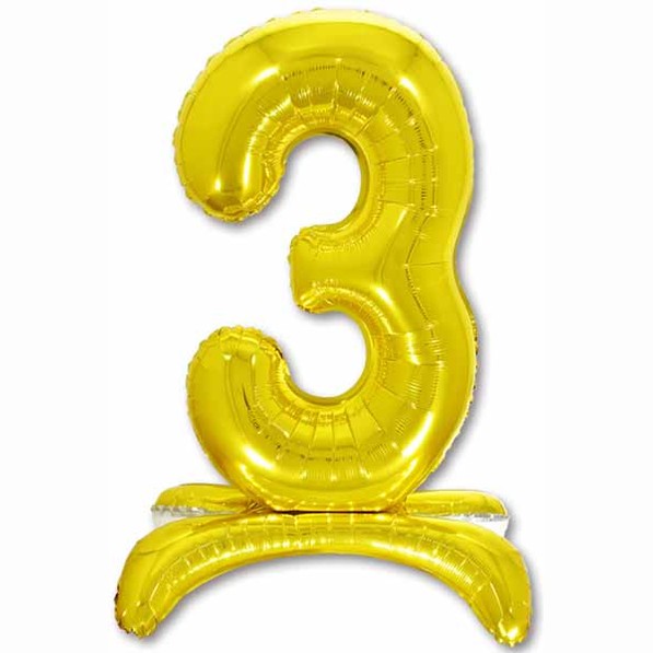 26" Air Filled Floor Numbers Gold "3"