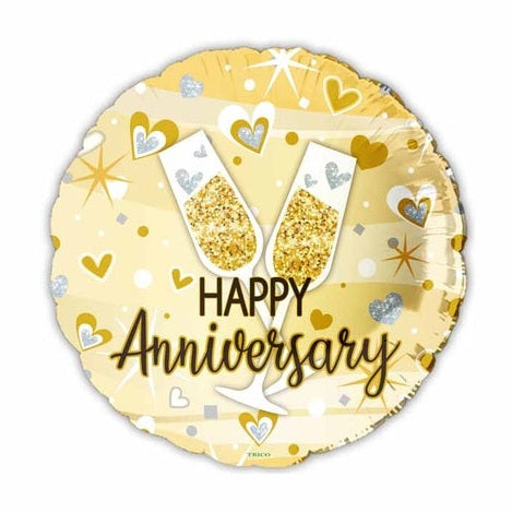 Happy Anniversary Gold with Champagne