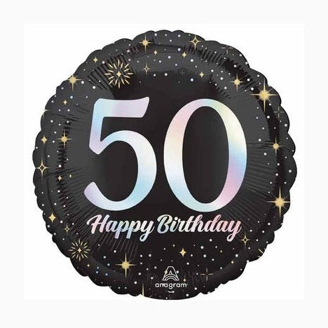 Happy Birthday Milestone 50 Black & Silver