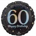 "60" Birthday Round Black with Gold and White Spots