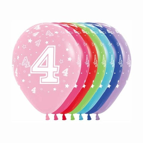 11" Latex Number Four - Assorted Colours
