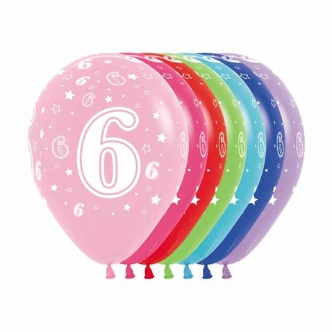 11" Latex Number Six - Assorted Colours
