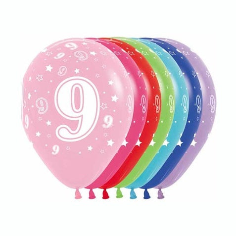 11" Latex Number Nine - Assorted Colours