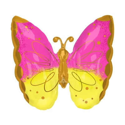 Pink Yellow and Gold Super Shape Butterfly