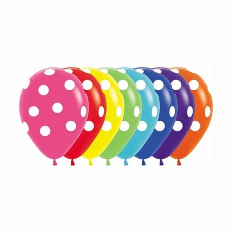 11" Latex Polka Dots Assorted Colours