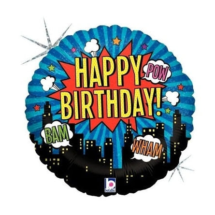 Happy Birthdy Superhero 18" Round