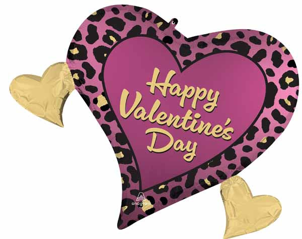 Pink Leopard Print Valentines Day Heart Supershape