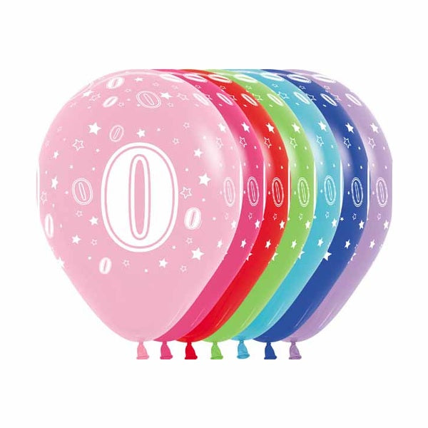 11" Latex Number Zero - Assorted Colours