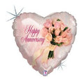 Happy Anniversary Pink Heart with Roses