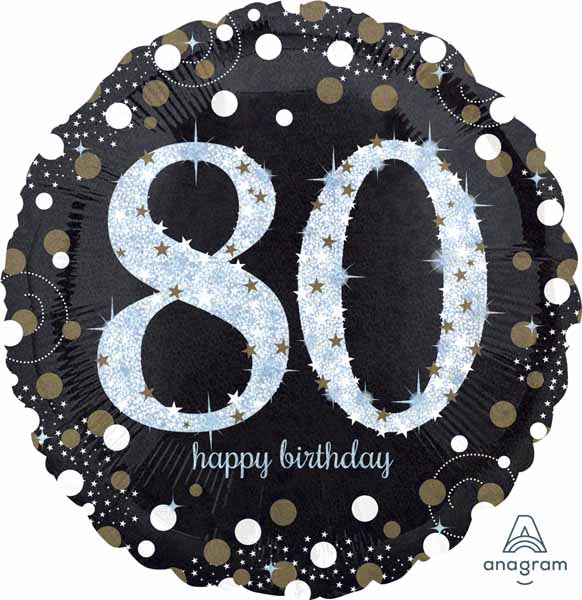 Happy Birthday Milestone 80 Black & Silver