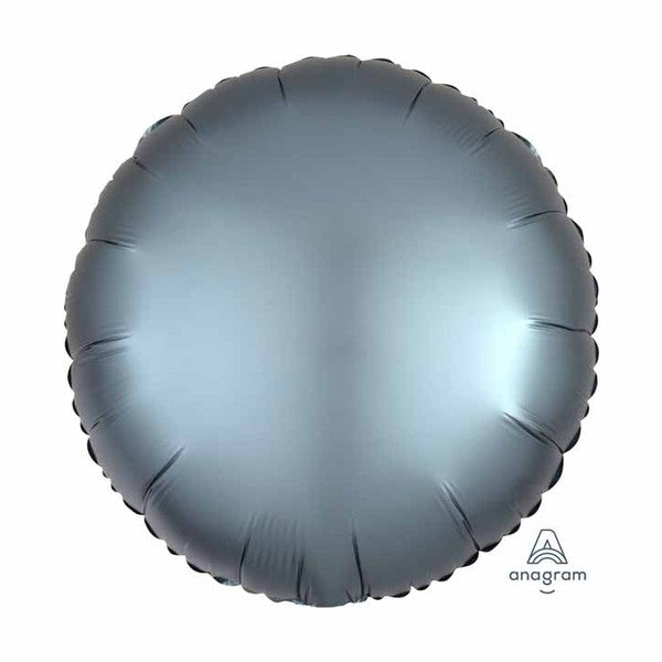 Plain Coloured Steel Blue Satin Luxe