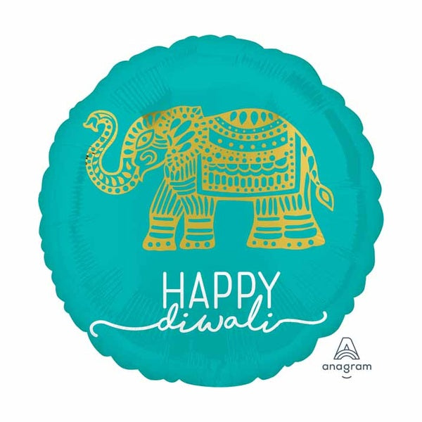 Happy Diwali Teal with Elephant