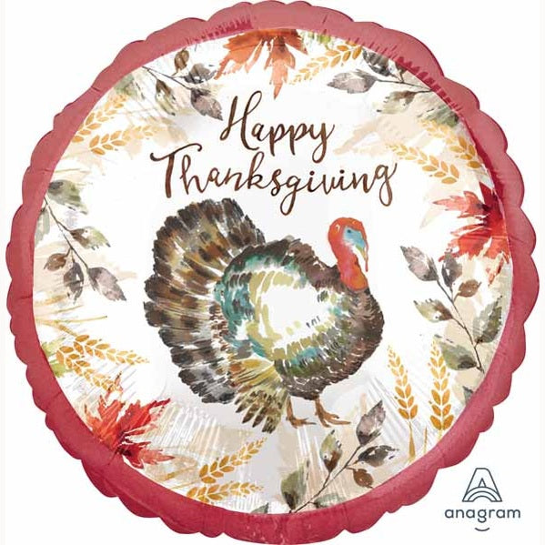 Round Happy Thanksgiving with Turkey