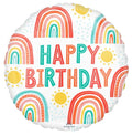 Happy Birthday Retro Rainbow Round 18"