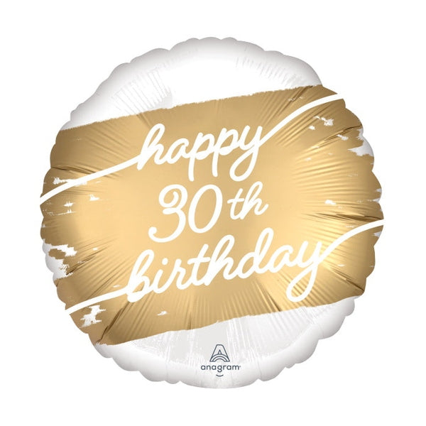 Happy 30th White and Gold