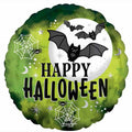 18" round Happy Halloween Bat's green, black and white