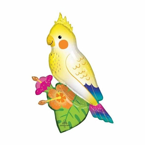 Yellow Parrot Super Shape with Tropical Flowers