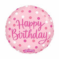Pink Happy Birthday round with Polka Dots!