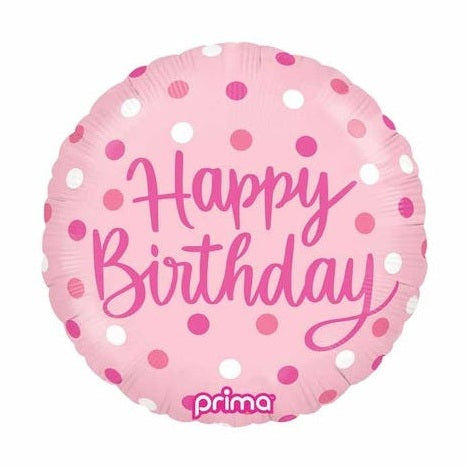 Pink Happy Birthday round with Polka Dots!