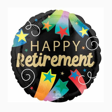 Happy Retirement!  Black with Ribbons and Stars