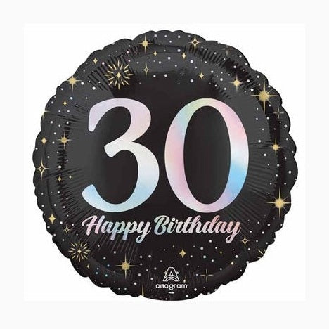 Happy Birthday Milestone 30 Black & Silver