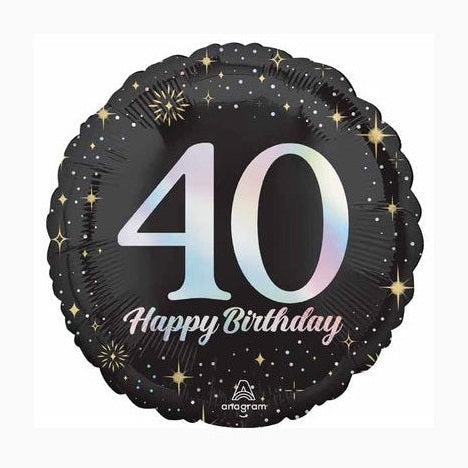 Happy Birthday Milestone 40 Black & Silver