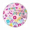 Happy Birthday Sister Pink with Flowers